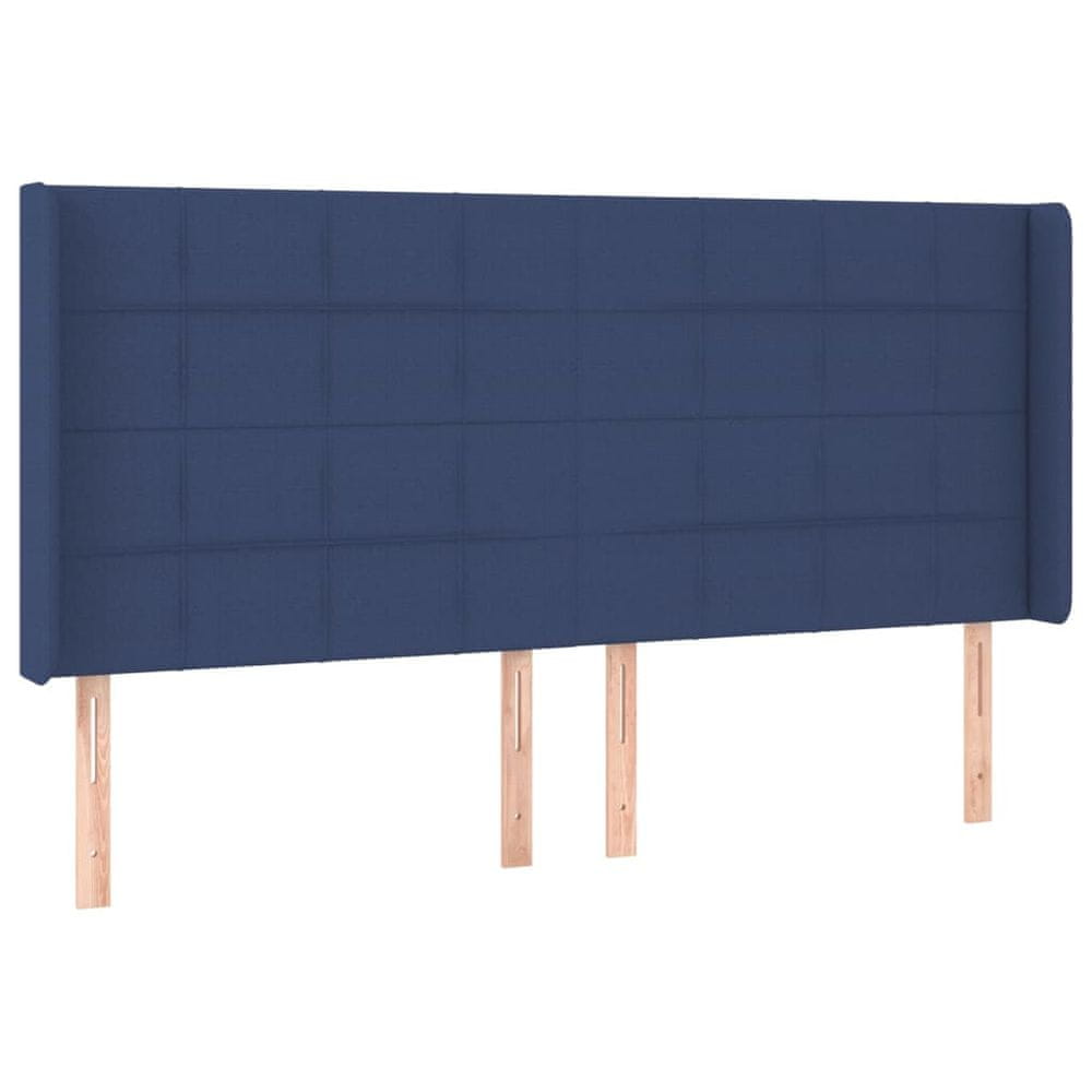 Vidaxl Čelo postele so záhybmi modrý 203x16x118/128 cm látka